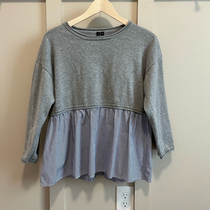 Moon & Madison Gray and Blue Striped Top